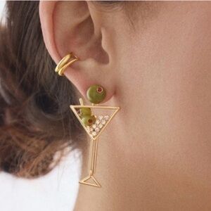 Baublebar Gold Martini Glass olives Earrings brine time